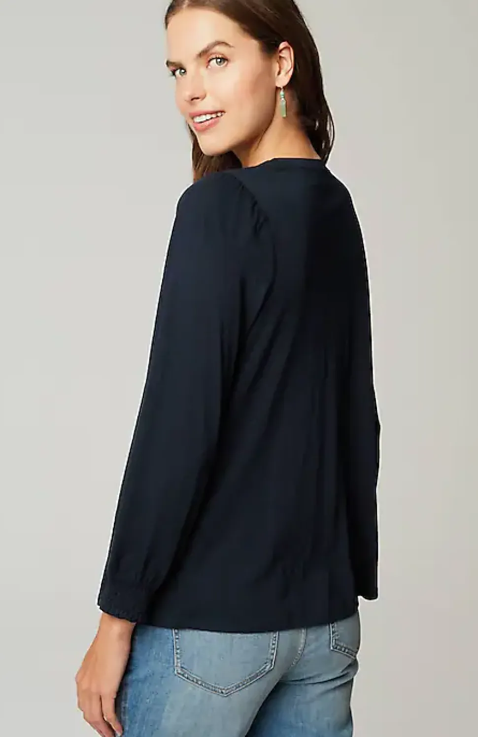 Smocked Henley Top | Jjill