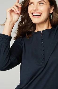 Smocked Henley Top | Jjill