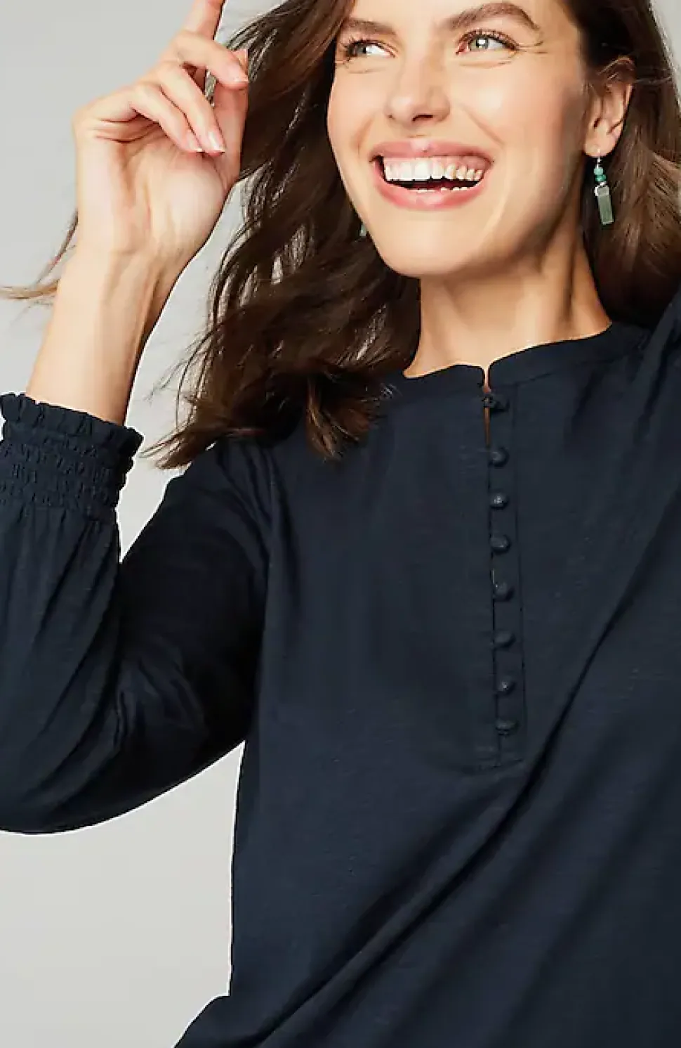 Smocked Henley Top | Jjill