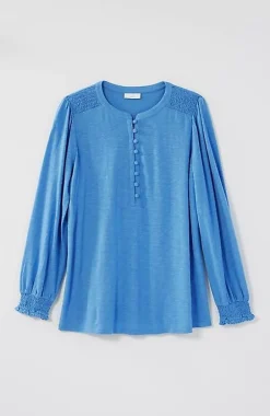 Smocked Henley Top | Jjill