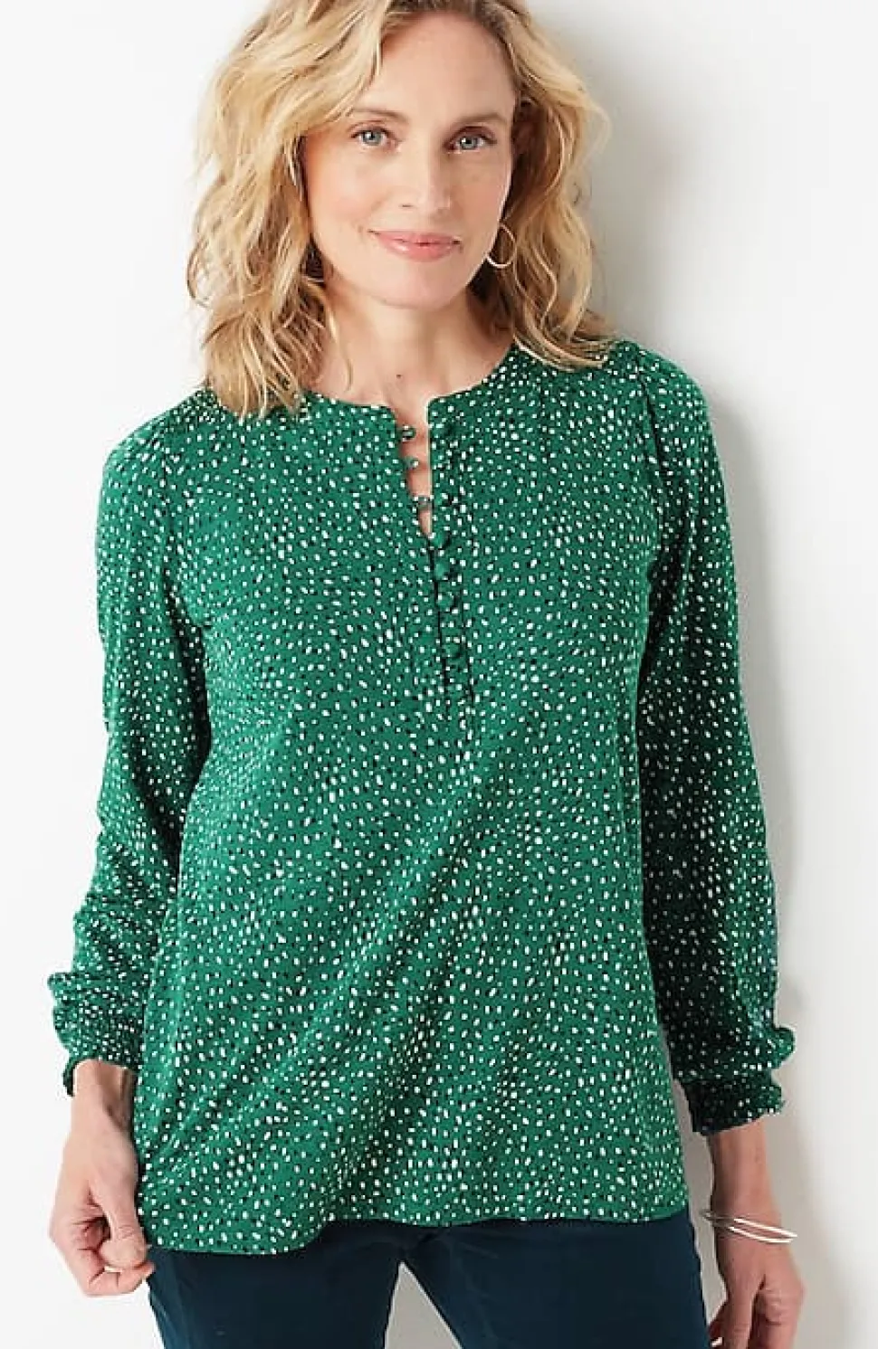 Smocked Henley Top | Jjill