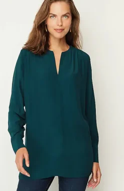 Smocked Split-Neck Tunic | Jjill