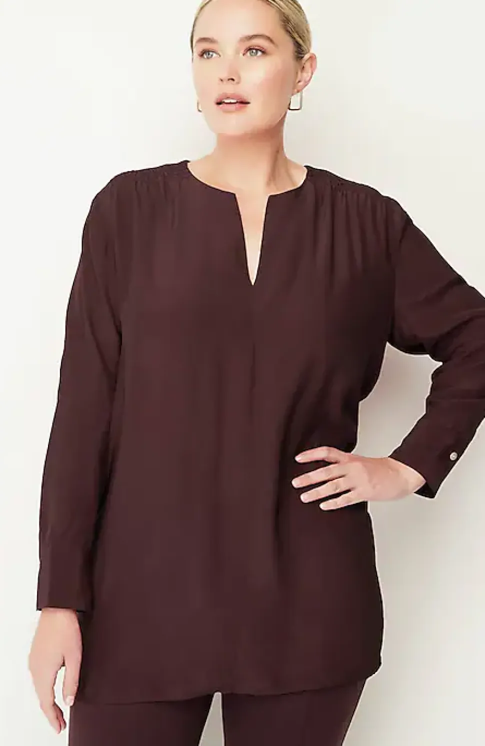 Smocked Split-Neck Tunic | Jjill