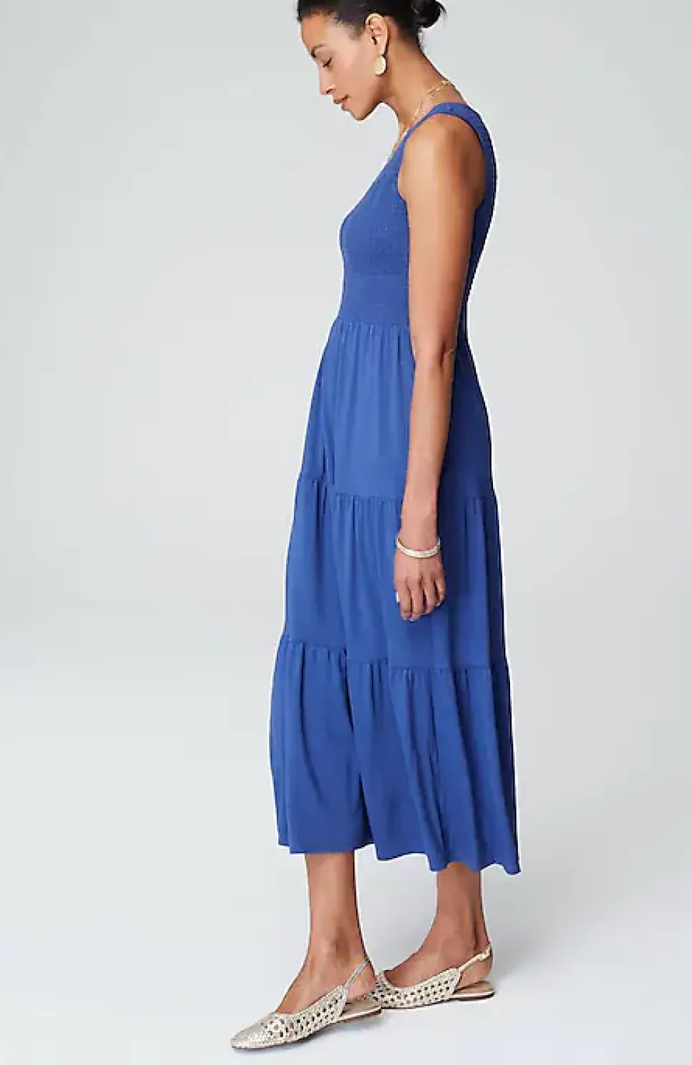 Smocked Tiered Midi Dress | Jjill