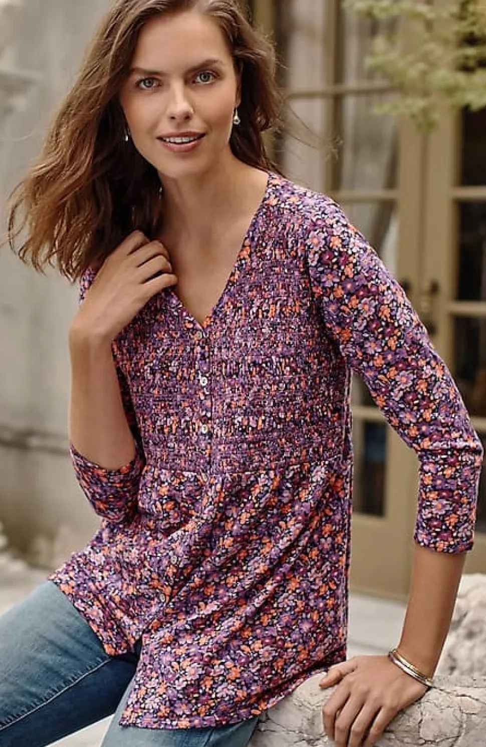 Smocked-Bodice Tunic | Jjill
