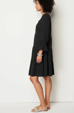 Smocked-Sleeves Tiered Dress | Jjill