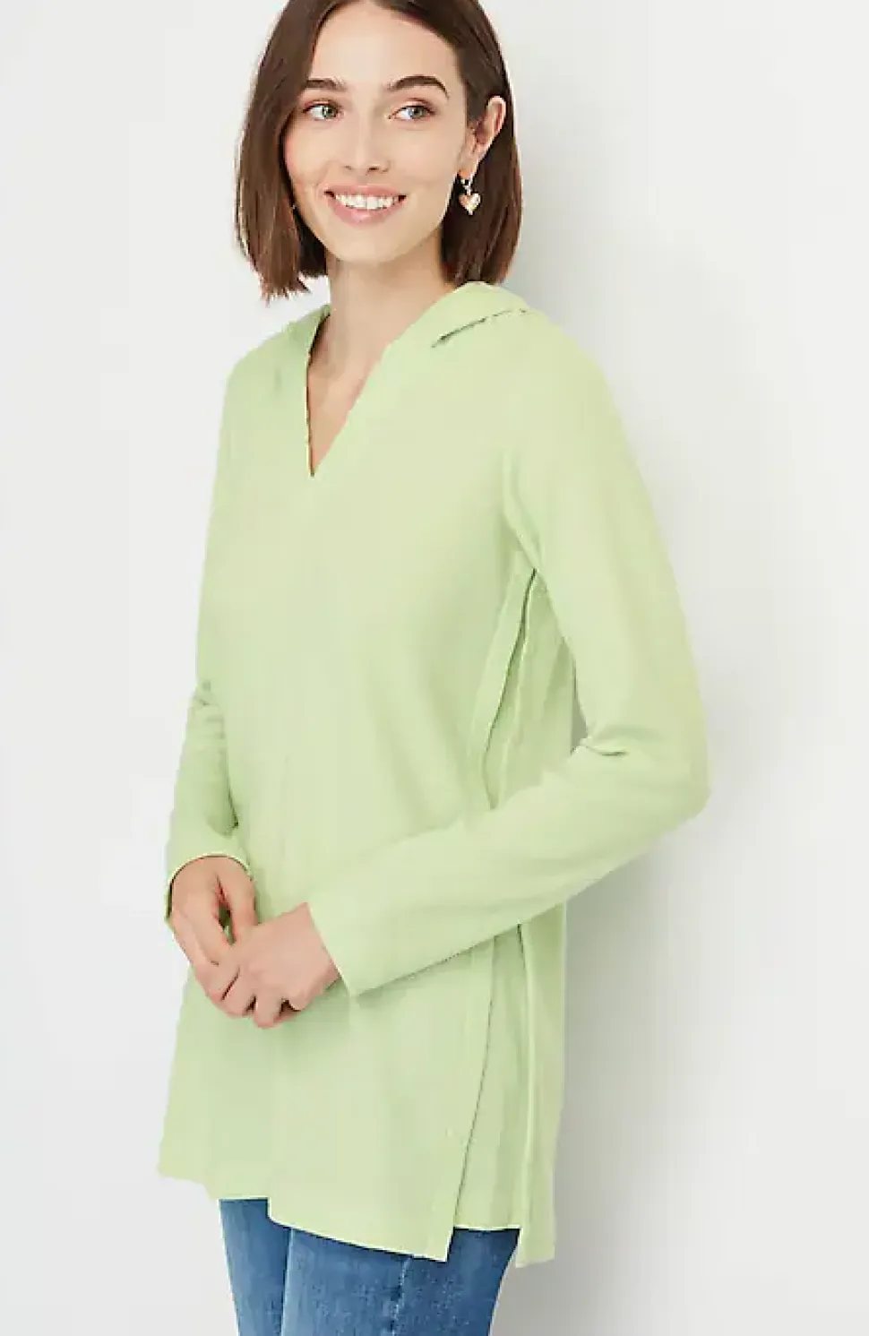 Soft-Brushed Waffle Hoodie Tunic | Jjill