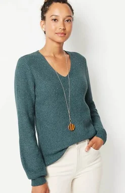 Tweed V-Neck Sweater | Jjill