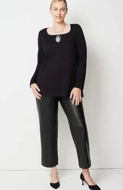 Vegan-Leather Straight-Leg Trousers | Jjill