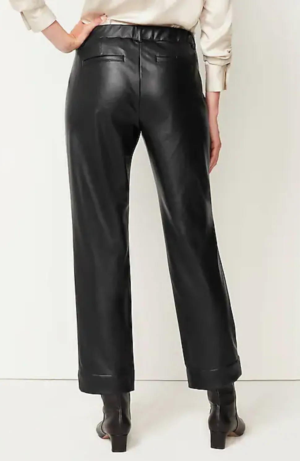 Vegan-Leather Straight-Leg Trousers | Jjill