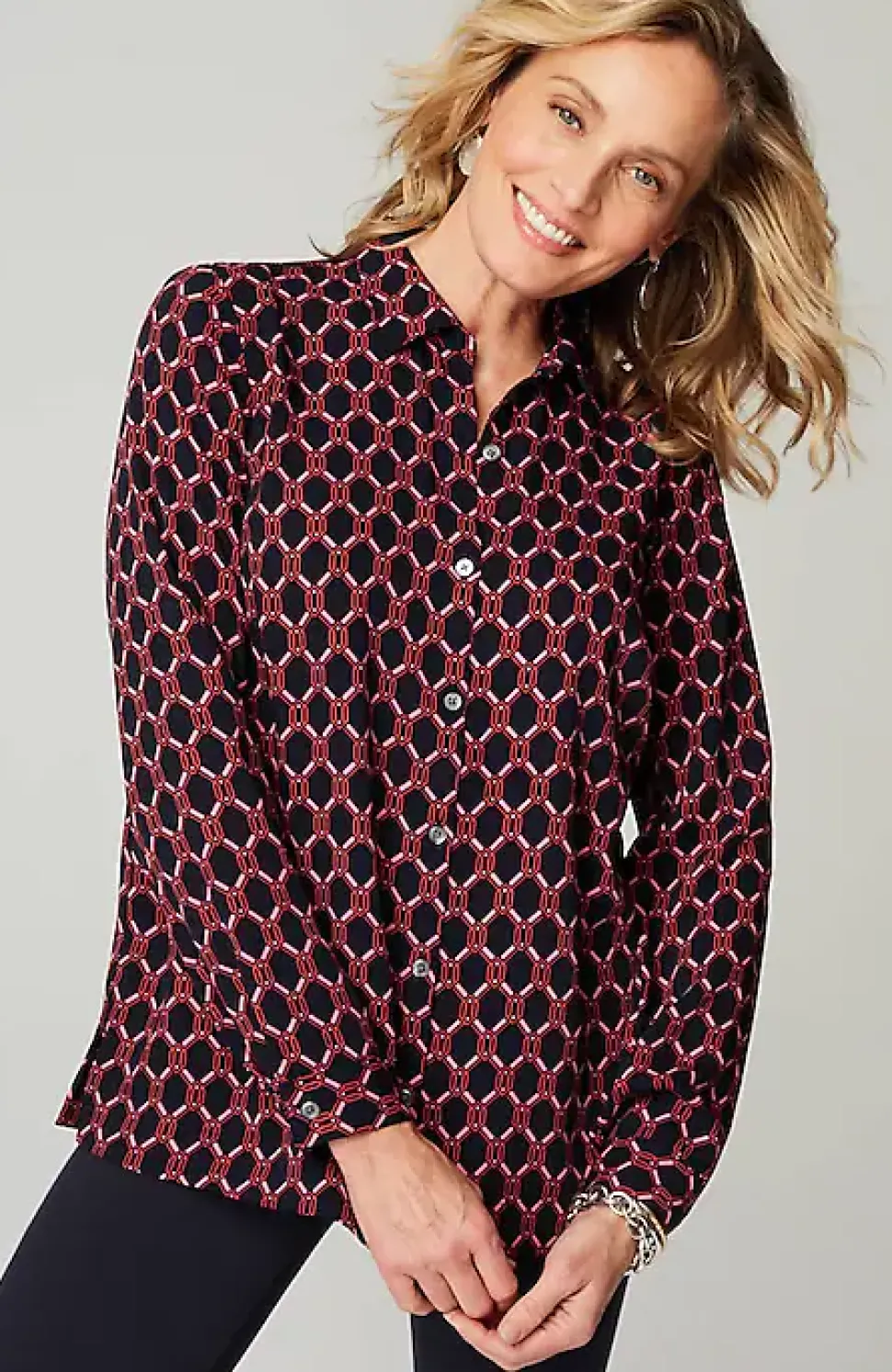 Wearever Easy-Care A-Line Button-Front Shirt | Jjill