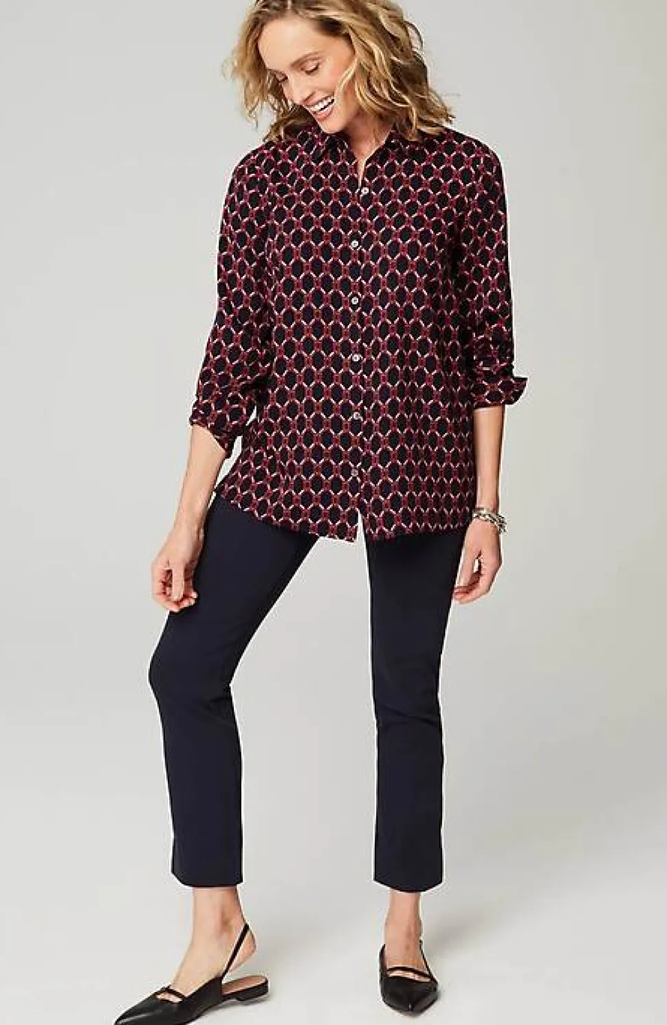 Wearever Easy-Care A-Line Button-Front Shirt | Jjill