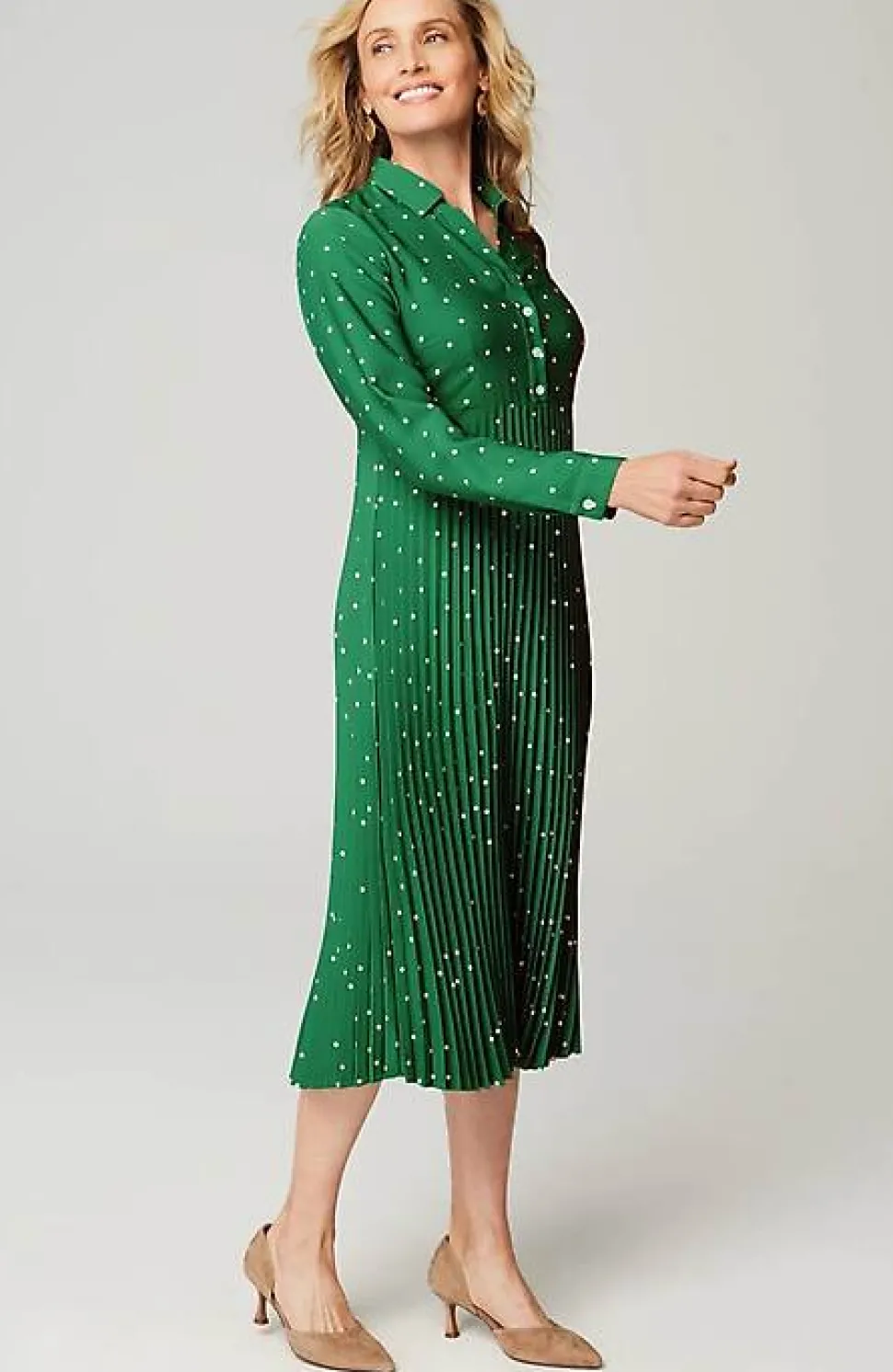 Wearever Pleated Midi Shirtdress | Jjill