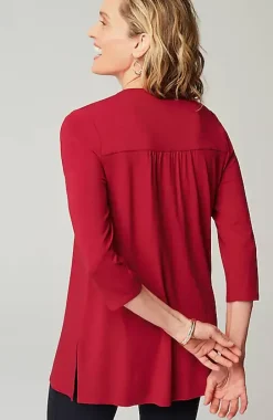 Wearever Shirred-Yoke Split-Neck Tunic | Jjill