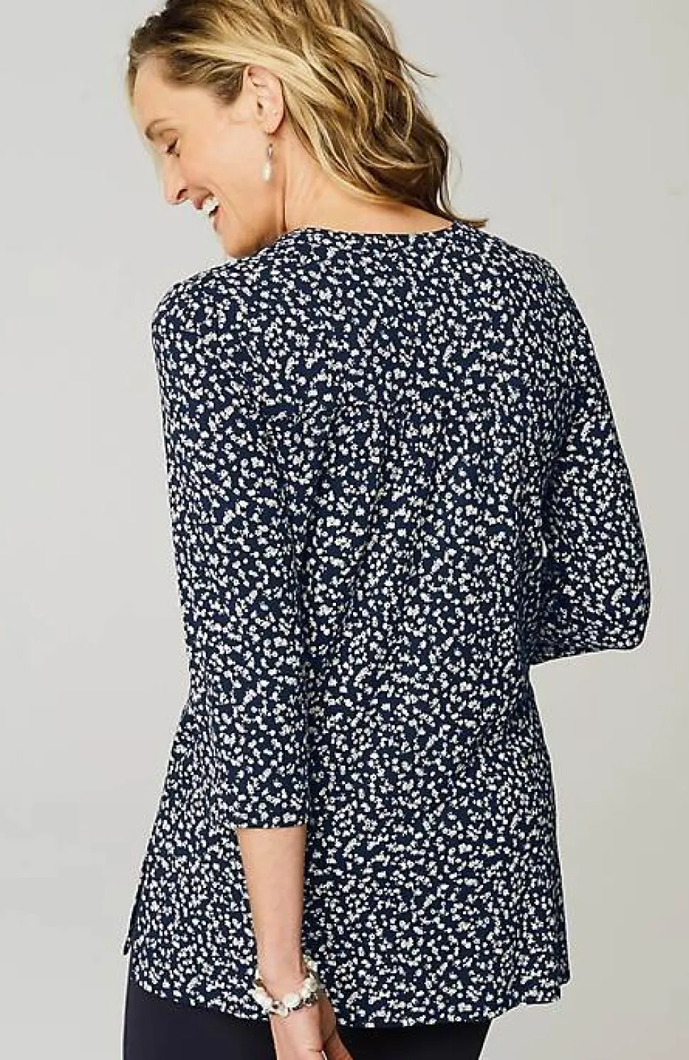 Wearever Shirred-Yoke Split-Neck Tunic | Jjill