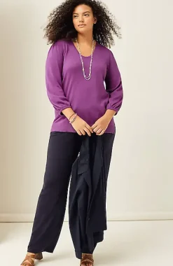 Wearever Silk-Blend Blouson-Sleeve Sweater | Jjill