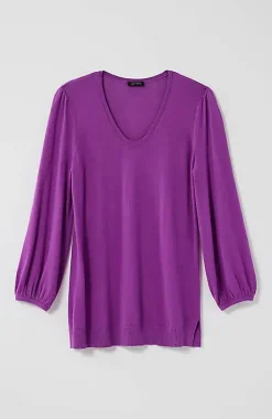 Wearever Silk-Blend Blouson-Sleeve Sweater | Jjill