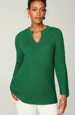 Wearever Textured Split-Neck Sweater | Jjill