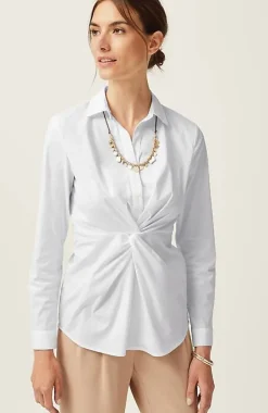 Wearever Twisted-Front Shirt-Collar Top | Jjill