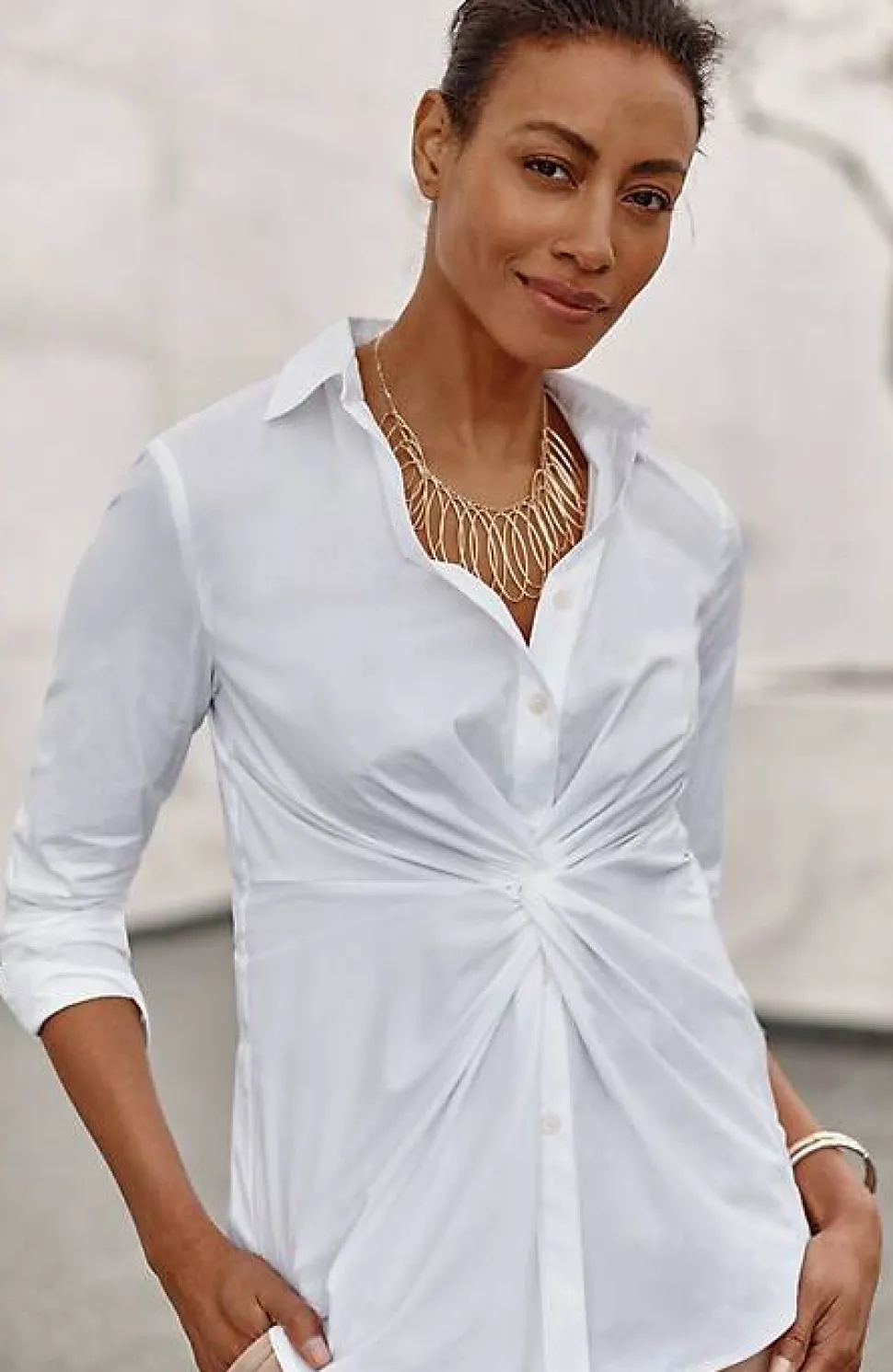 Wearever Twisted-Front Shirt-Collar Top | Jjill